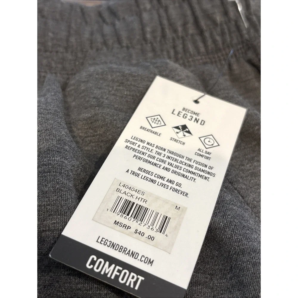 LEG3ND Mens Cargo Sweatpants Black Heather joggers Size M NEW